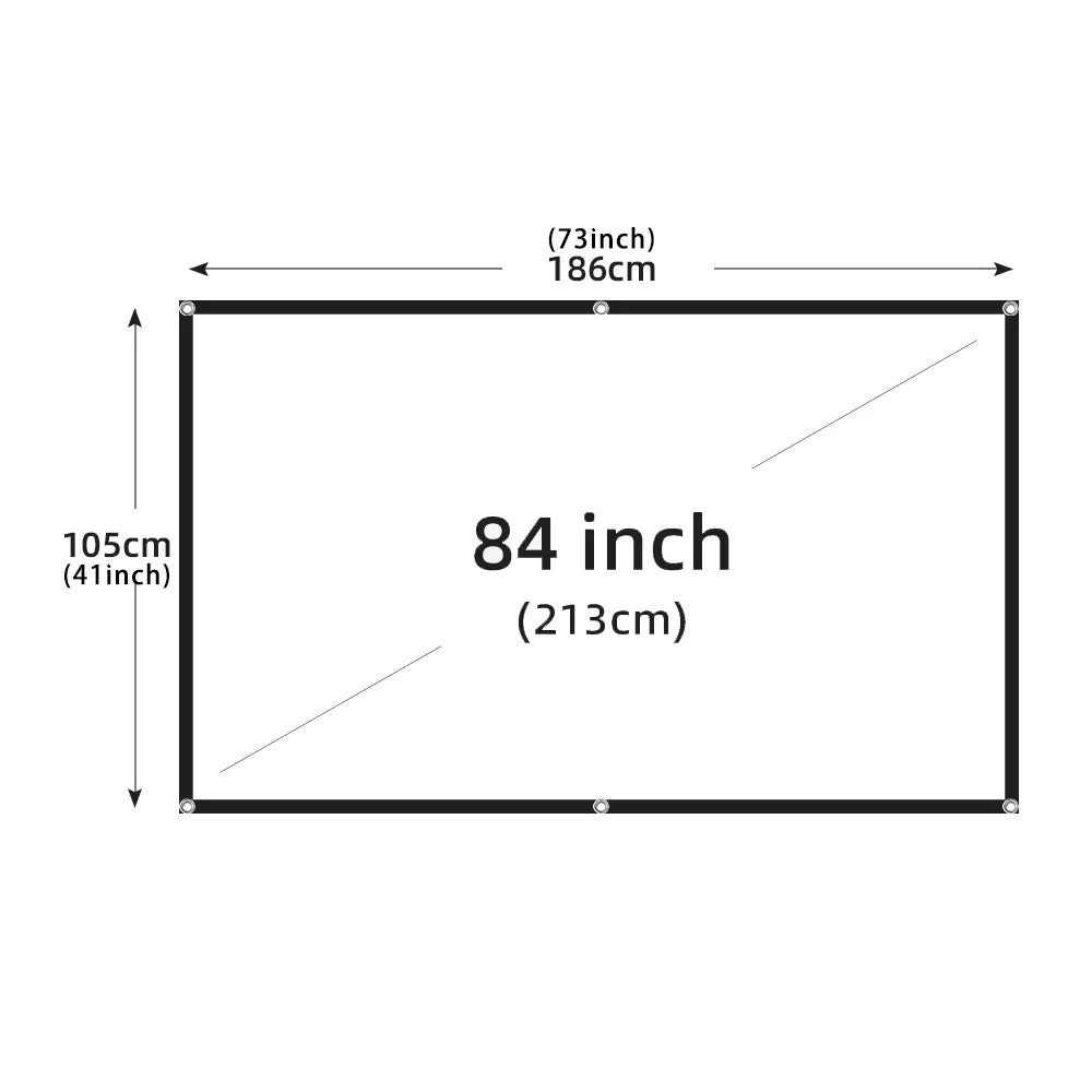 Portable 16:9 Projector Screen – Wrinkle-Free High-Density Fabric with Black Border | Home Theater