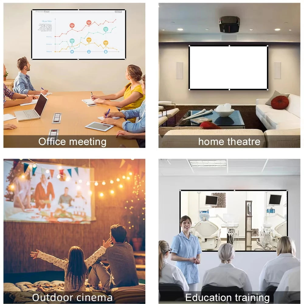 Portable 16:9 Projector Screen – Wrinkle-Free High-Density Fabric with Black Border | Home Theater