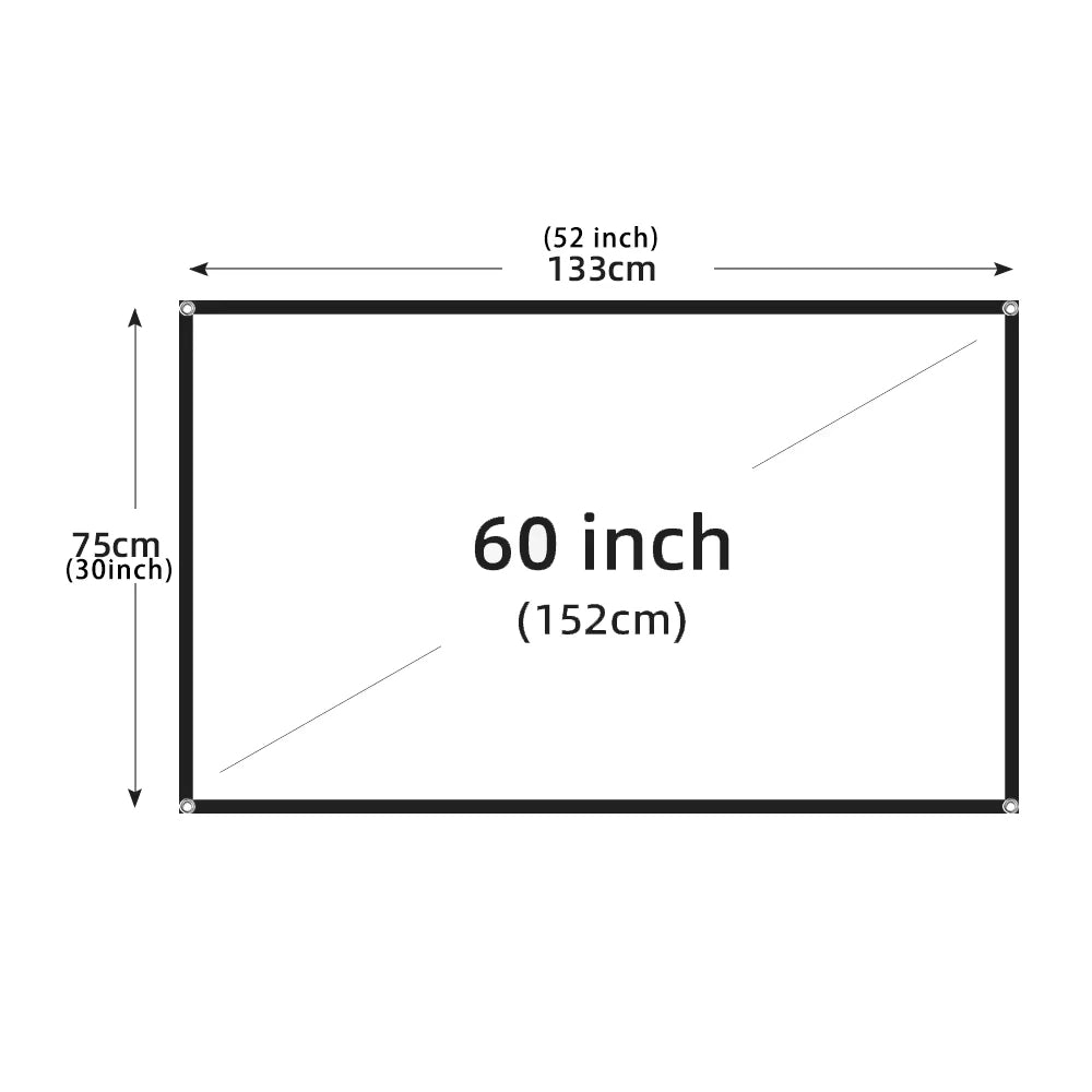 Portable 16:9 Projector Screen – Wrinkle-Free High-Density Fabric with Black Border | Home Theater