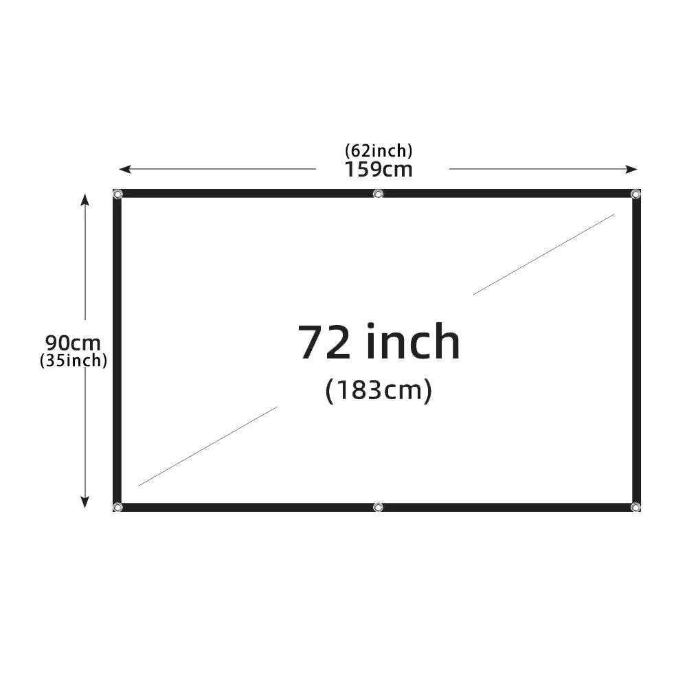Portable 16:9 Projector Screen – Wrinkle-Free High-Density Fabric with Black Border | Home Theater