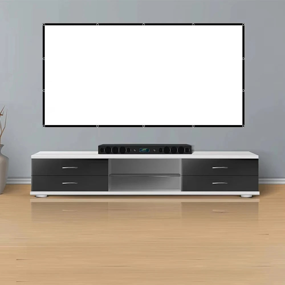 Portable 16:9 Projector Screen – Wrinkle-Free High-Density Fabric with Black Border | Home Theater