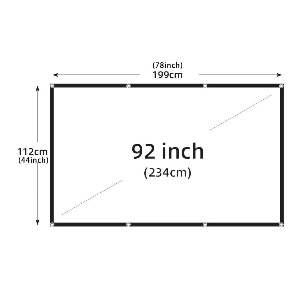 Portable 16:9 Projector Screen – Wrinkle-Free High-Density Fabric with Black Border | Home Theater